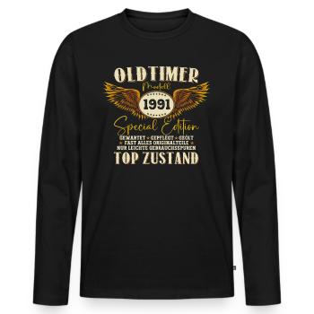 Oldtimer Jahrgang 1991 31. Geburtstag Geschenk Fun - Männer Premium Bio Langarmshirt - Schwarz - Vorne - Nico (187cm)