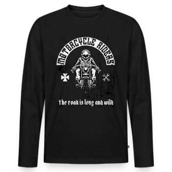 Pilote de moto - T-shirt manches longues Premium bio Homme - noir - Devant - Nico (187cm)