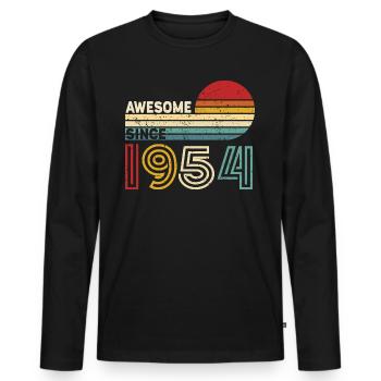 1954 Gift Birthday vintage Spruch - Men's Premium Organic Long Sleeve Shirt - black - Front - Nico (187cm)