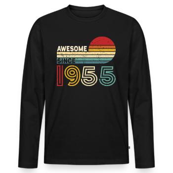 1955 Geschenk Geburtstag Jahrgang Spruch - Männer Premium Bio Langarmshirt - Schwarz - Vorne - Nico (187cm)