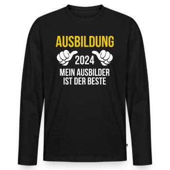 Azubi Geschenk Ausbildung 2024 Lehrling Spruch - Männer Premium Bio Langarmshirt - Schwarz - Vorne - Nico (187cm)