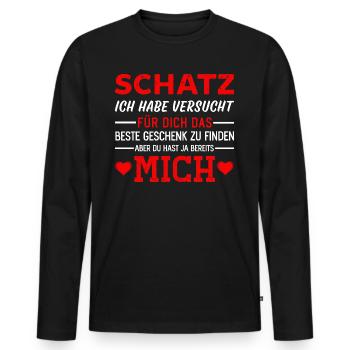 Lustige Liebe und Schatz Sprüche - Männer Premium Bio Langarmshirt - Schwarz - Vorne - Nico (187cm)