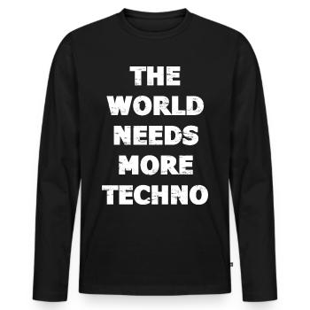 Techno - T-shirt manches longues Premium bio Homme - noir - Devant - Nico (187cm)