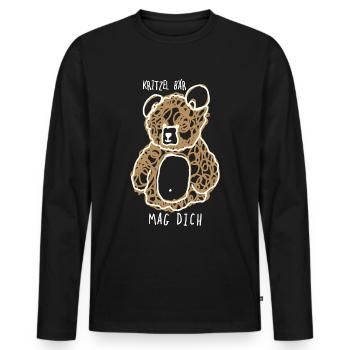 Doodle ours doodle cadeau de croquis d'ours - T-shirt manches longues Premium bio Homme - noir - Devant - Nico (187cm)