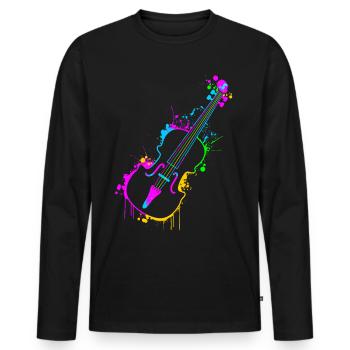 Violine - Männer Premium Bio Langarmshirt - Schwarz - Vorne - Nico (187cm)