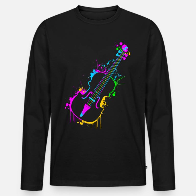 Violine - Männer Premium Bio Langarmshirt - Schwarz