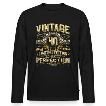 40e anniversaire idée cadeau vintage 40 ans - T-shirt manches longues Premium bio Homme - noir - Devant - Nico (187cm)
