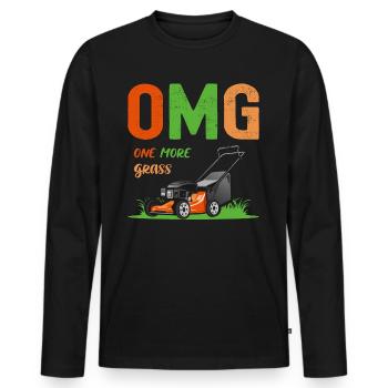 OMG One More Grass Hobby Fun Gardening - Männer Premium Bio Langarmshirt - Schwarz - Vorne - Nico (187cm)