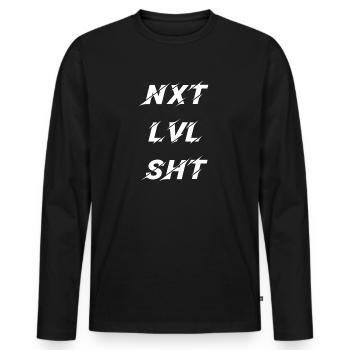 nxt lvl shit - Männer Premium Bio Langarmshirt - Schwarz - Vorne - Nico (187cm)