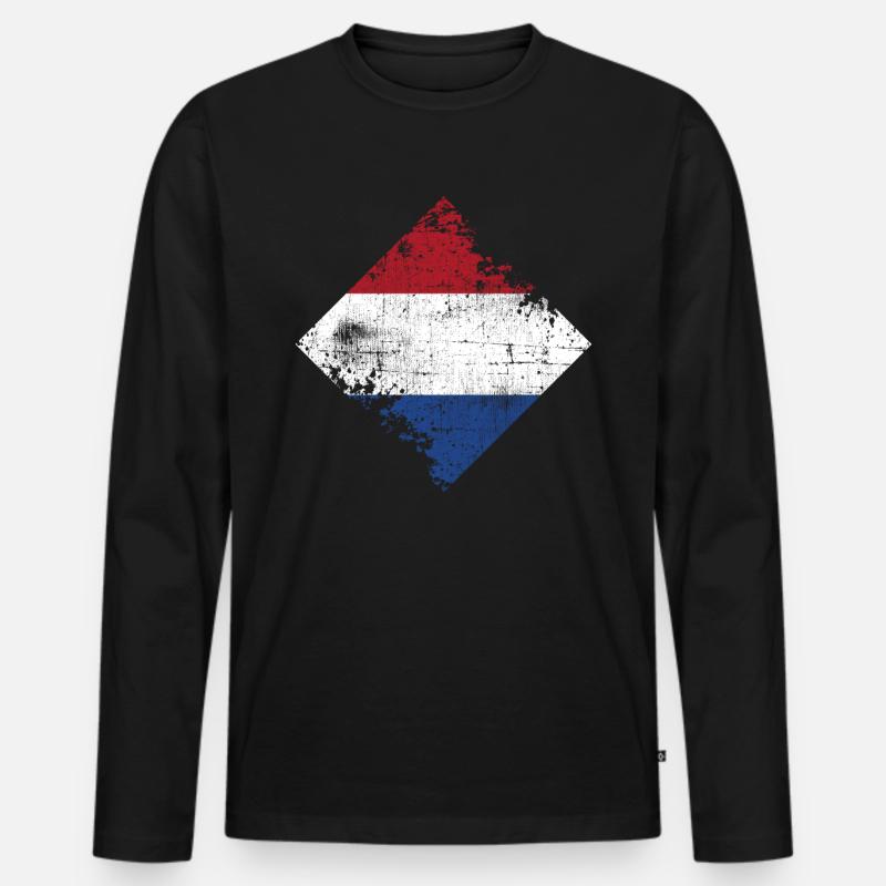 Niederlande - Männer Premium Bio Langarmshirt - Schwarz