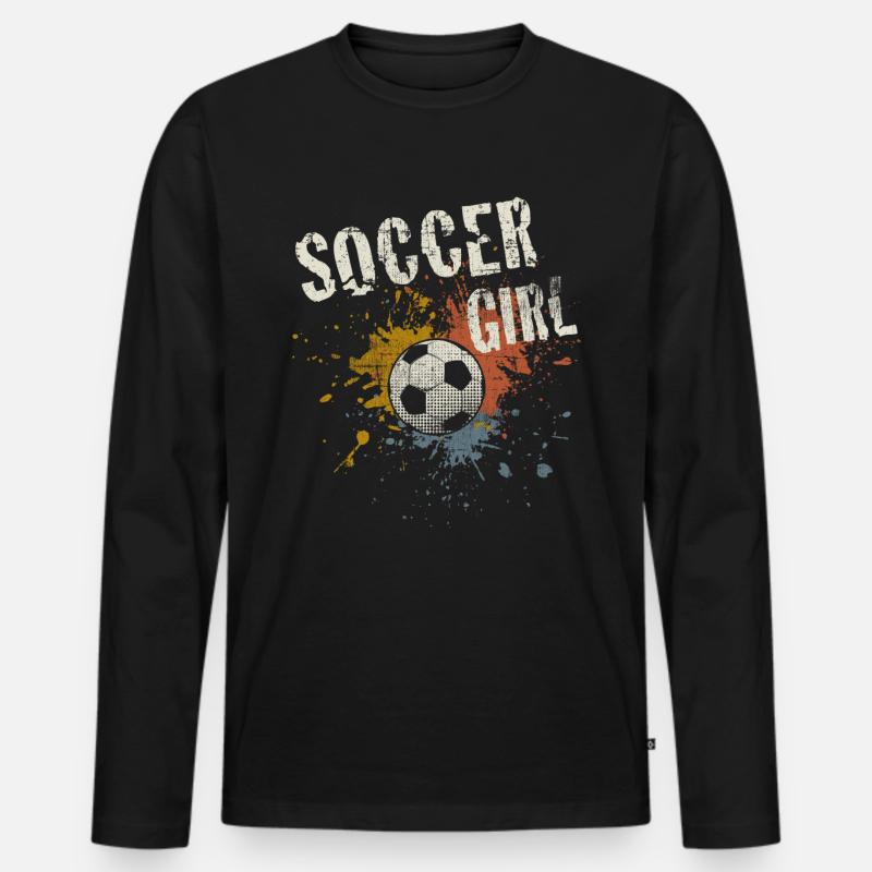 Fußball Mädchen - Männer Premium Bio Langarmshirt - Schwarz