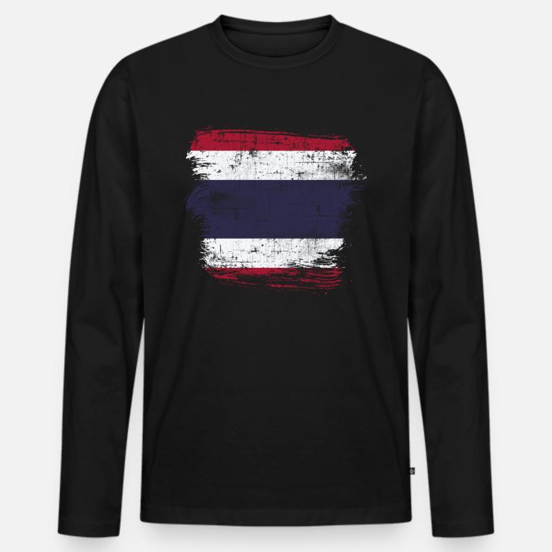 Thailand - Männer Premium Bio Langarmshirt - Schwarz