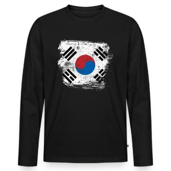 Corée du Sud - T-shirt manches longues Premium bio Homme - noir - Devant - Nico (187cm)