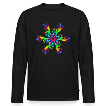 Gecko, lizard, rainbow, Goa, Trance, Psytrance, - Men's Premium Organic Long Sleeve Shirt - black - Front - Nico (187cm)