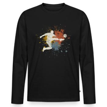 Fußball retro - Männer Premium Bio Langarmshirt - Schwarz - Vorne - Nico (187cm)