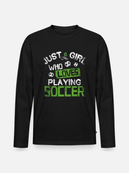 Fußball Mädchen - Männer Premium Bio Langarmshirt - Schwarz