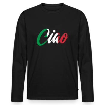 Italy - Men's Premium Organic Long Sleeve Shirt - black - Front - Nico (187cm)