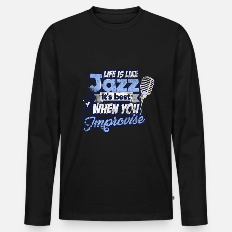 Jazz - Männer Premium Bio Langarmshirt - Schwarz