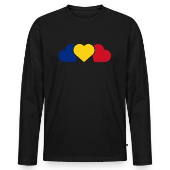 Romania - Men's Premium Organic Long Sleeve Shirt - black - Front - Nico (187cm)