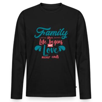 family - Men's Premium Organic Long Sleeve Shirt - black - Front - Nico (187cm)