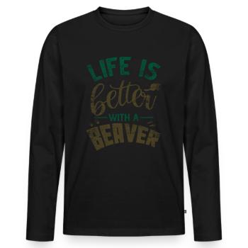 beaver - Men's Premium Organic Long Sleeve Shirt - black - Front - Nico (187cm)