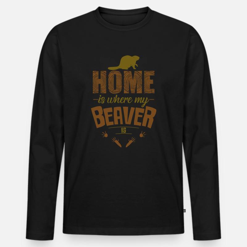 Biber - Männer Premium Bio Langarmshirt - Schwarz