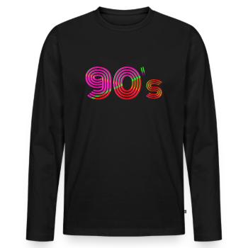 Ladies 90s outfit, men 90s party costume - Men's Premium Organic Long Sleeve Shirt - black - Front - Nico (187cm)