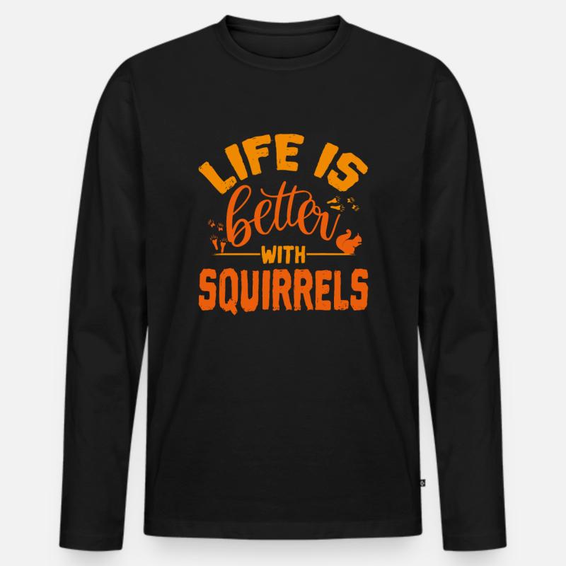 Eichhörnchen - Männer Premium Bio Langarmshirt - Schwarz