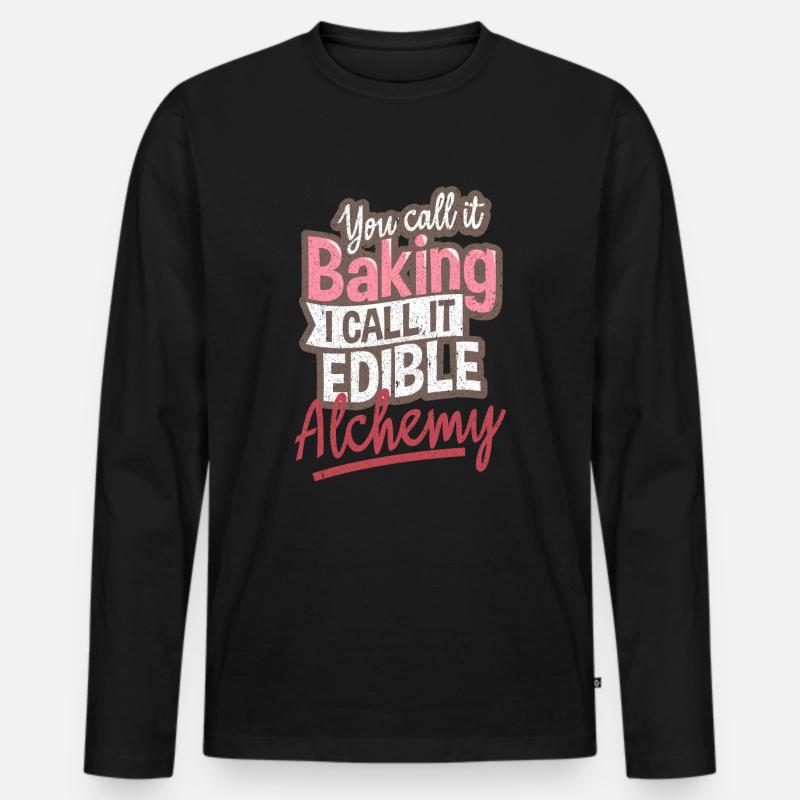 Bäcker backen - Männer Premium Bio Langarmshirt - Schwarz
