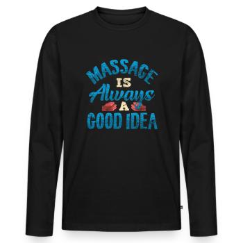 Massage - Männer Premium Bio Langarmshirt - Schwarz - Vorne - Nico (187cm)
