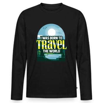 Reisen - Männer Premium Bio Langarmshirt - Schwarz - Vorne - Nico (187cm)