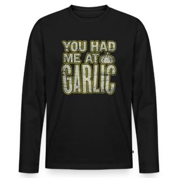 garlic - Men's Premium Organic Long Sleeve Shirt - black - Front - Nico (187cm)
