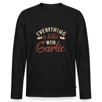 garlic - Men's Premium Organic Long Sleeve Shirt - black - Front - Nico (187cm)
