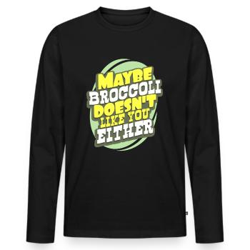 Le brocoli - T-shirt manches longues Premium bio Homme - noir - Devant - Nico (187cm)