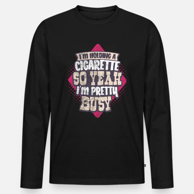 Raucher Zigarrette rauchen - Männer Premium Bio Langarmshirt - Schwarz