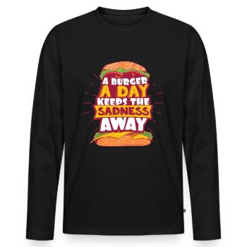 Burger - Männer Premium Bio Langarmshirt - Schwarz - Vorne - Nico (187cm)