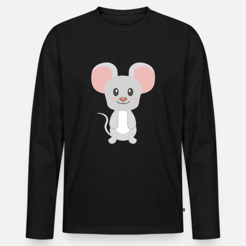 Maus - Männer Premium Bio Langarmshirt - Schwarz