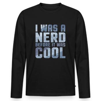 Nerd - Männer Premium Bio Langarmshirt - Schwarz - Vorne - Nico (187cm)