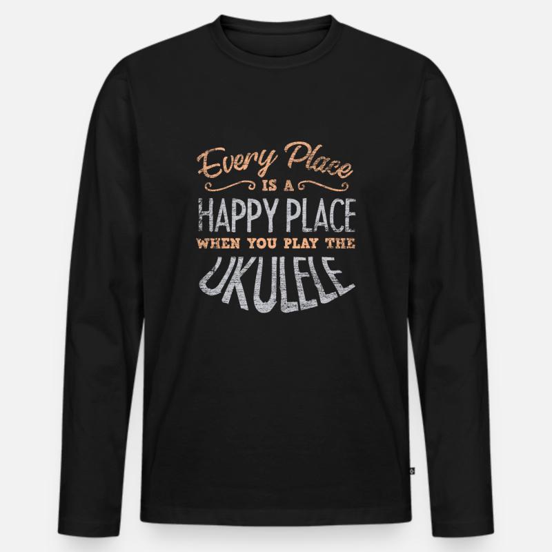 Ukulele - Männer Premium Bio Langarmshirt - Schwarz
