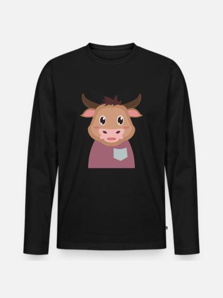 Cow bull - Men's Premium Organic Long Sleeve Shirt - black