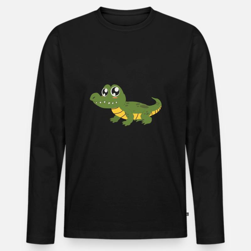 Krokodil - Männer Premium Bio Langarmshirt - Schwarz