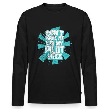 Pilot - Männer Premium Bio Langarmshirt - Schwarz - Vorne - Nico (187cm)