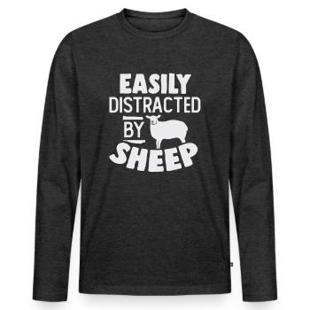 sheep - Men's Premium Organic Long Sleeve Shirt - heather anthracite - Front - Nico (187cm)