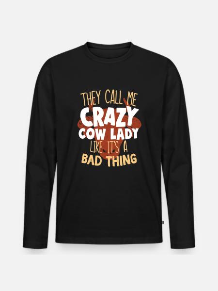 Cow peasant woman - Men's Premium Organic Long Sleeve Shirt - black
