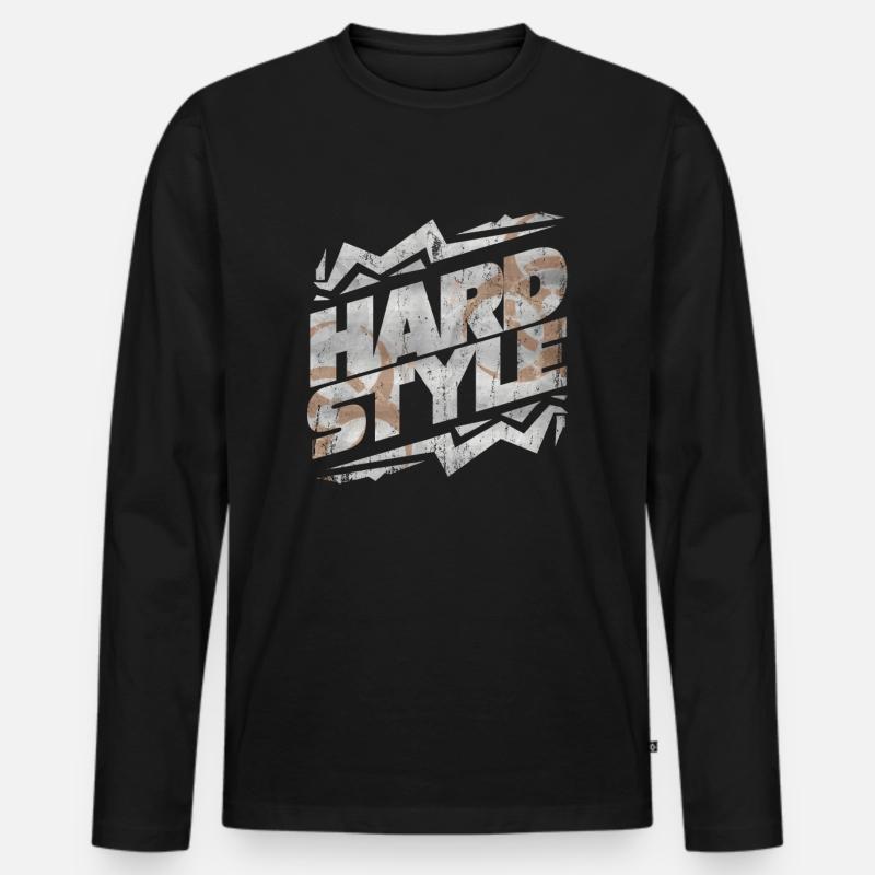 Hardstyle Techno - Männer Premium Bio Langarmshirt - Schwarz