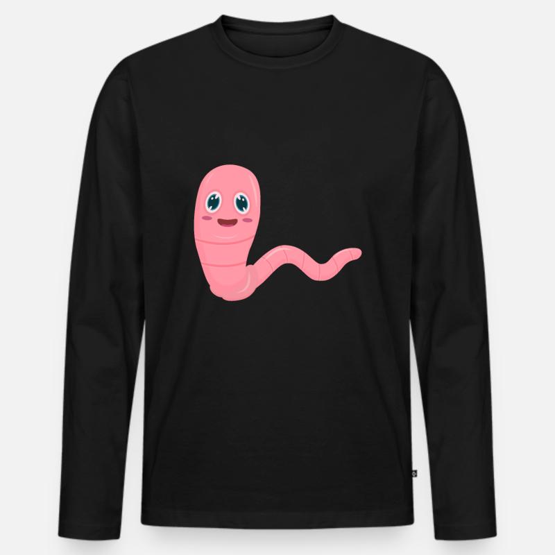 Wurm Regenwurm - Männer Premium Bio Langarmshirt - Schwarz