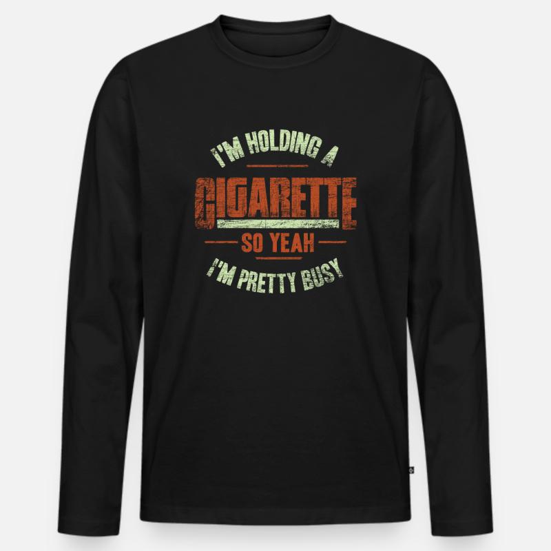 Zigarette Rauchen Raucher - Männer Premium Bio Langarmshirt - Schwarz