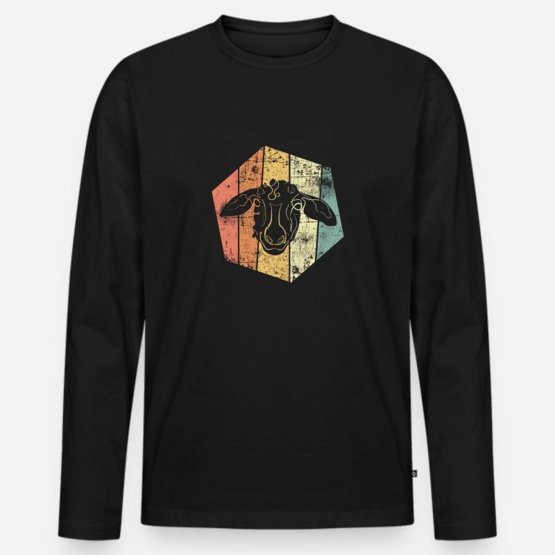 Schaf retro - Männer Premium Bio Langarmshirt - Schwarz