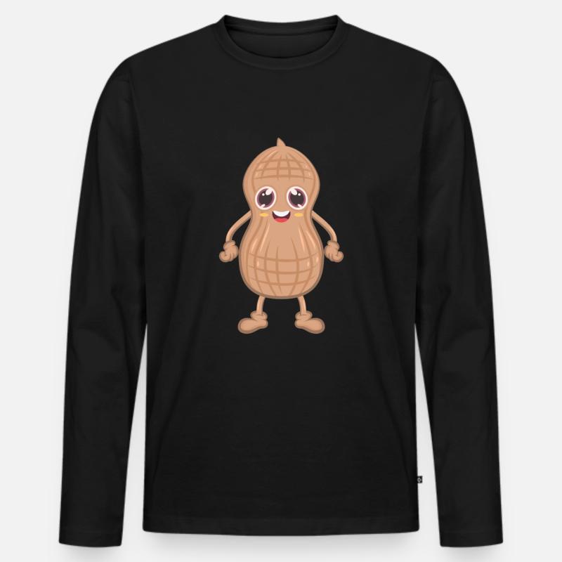Erdnuss - Männer Premium Bio Langarmshirt - Schwarz