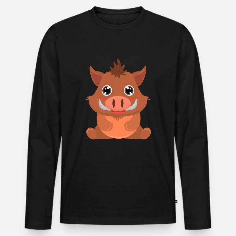 Wildschwein - Männer Premium Bio Langarmshirt - Schwarz